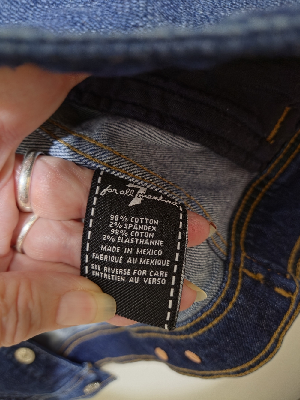 7 For All Mankind Womens Dark Blue Denim Trucker Jacket - XS - Picture 12 of 13
